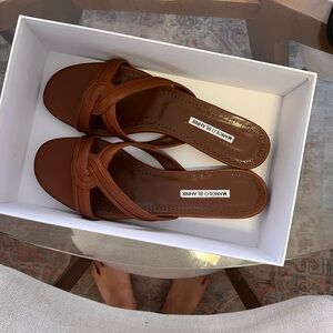 Manolo Blahnik Tan Leather Sandals